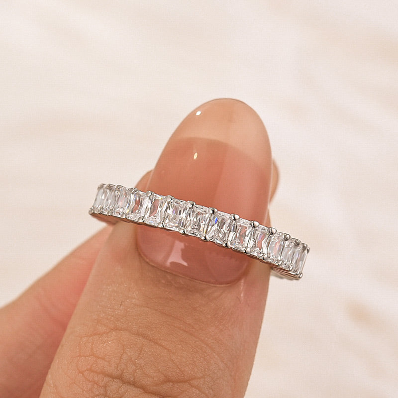 4.5Ct Radiant Cut Eternity Wedding Band In Sterling Silver