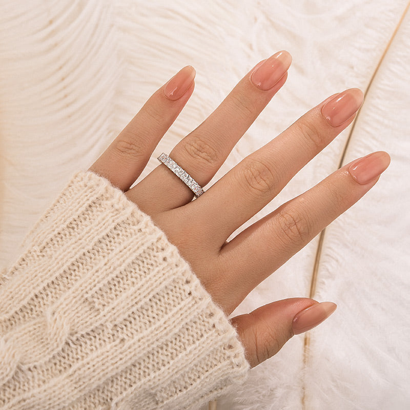 4.5Ct Radiant Cut Eternity Wedding Band In Sterling Silver