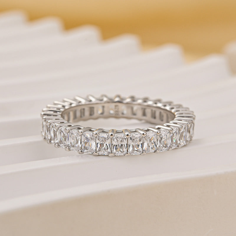 4.5Ct Radiant Cut Eternity Wedding Band In Sterling Silver