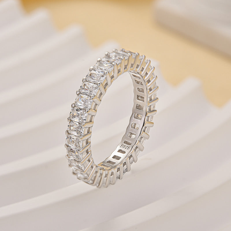 4.5Ct Radiant Cut Eternity Wedding Band In Sterling Silver