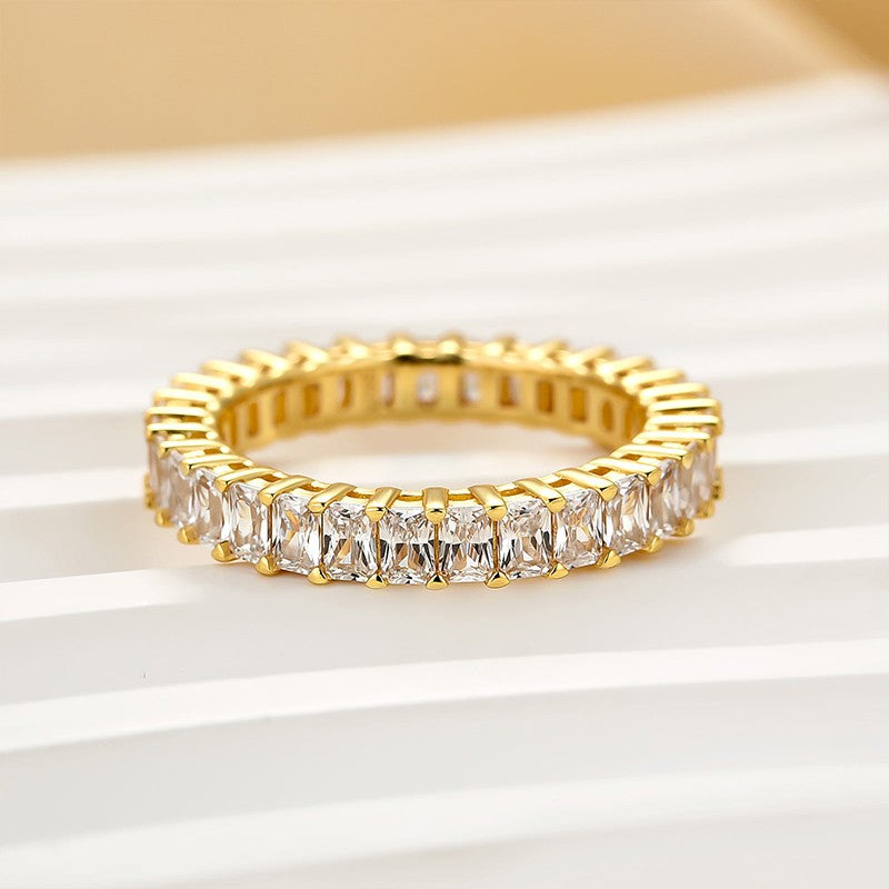 4.5Ct Radiant Cut Eternity Wedding Band In Sterling Silver - louilyjewelry