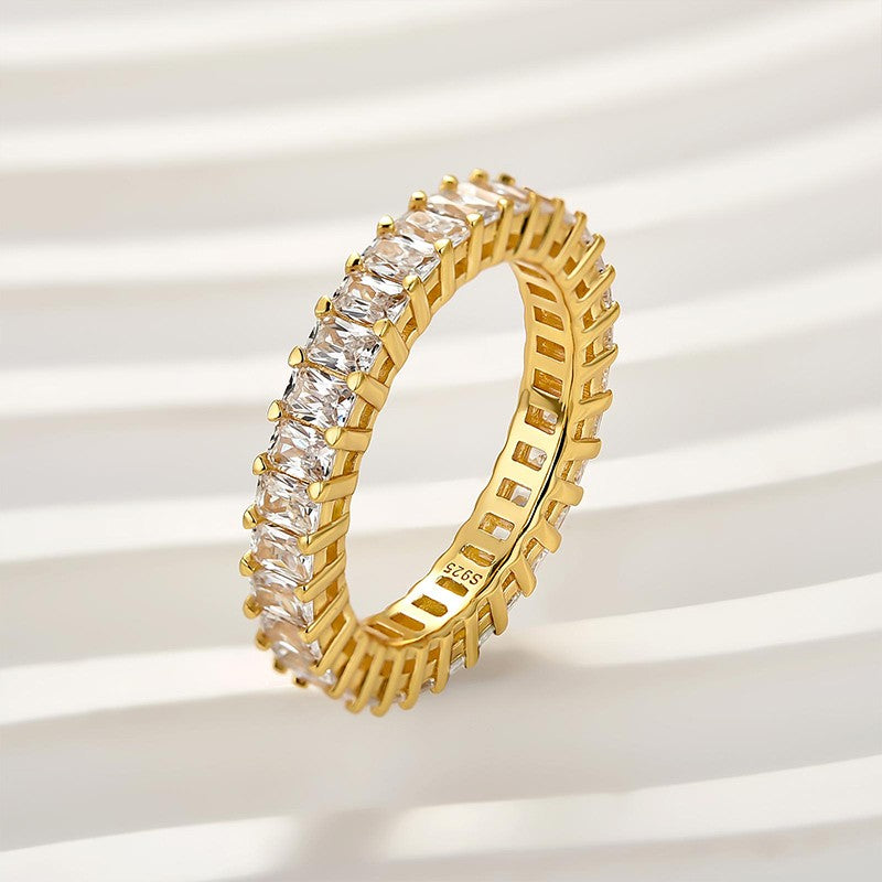 4.5Ct Radiant Cut Eternity Wedding Band In Sterling Silver - louilyjewelry