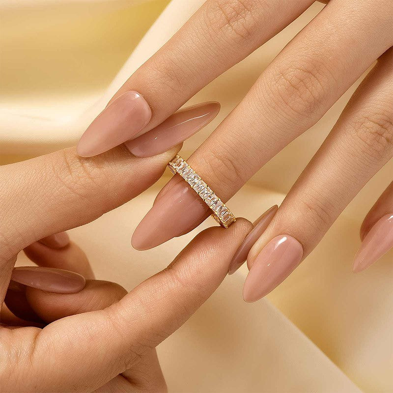 4.5Ct Radiant Cut Eternity Wedding Band In Sterling Silver - louilyjewelry