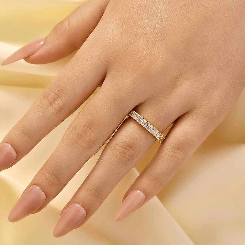 4.5Ct Radiant Cut Eternity Wedding Band In Sterling Silver - louilyjewelry