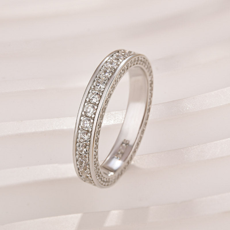 1.3Ct Channel Set Round Cut Eternity Wedding Band In Sterling Silver - louilyjewelry