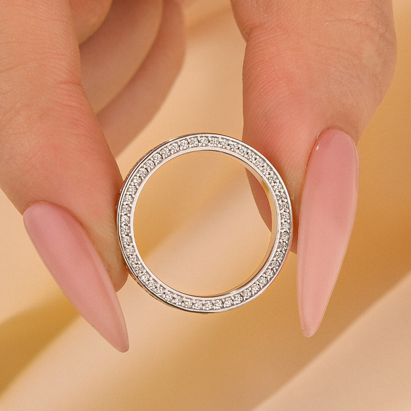 1.3Ct Channel Set Round Cut Eternity Wedding Band In Sterling Silver - louilyjewelry
