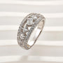 Luxurious 3-Row Half Wedding Band Travel Ring In Sterling Silver - louilyjewelry