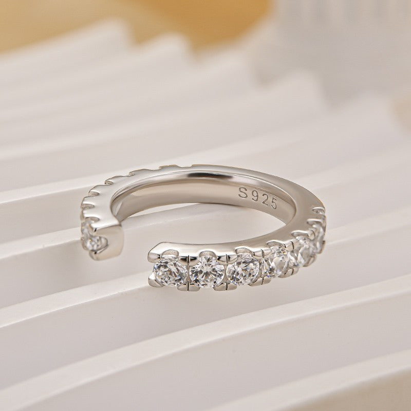 1.4Ct Round Cut Open Women's Wedding Band In Sterling Silver