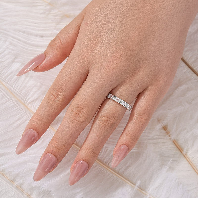 Eternity 3.6Ct Emerald Cut Wedding Band In Sterling Silver - louilyjewelry