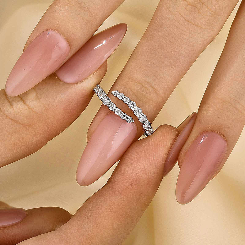 Unique Open Wedding Band Travel Ring In Sterling Silver For Women - louilyjewelry