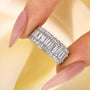 Luxurious Emerald Cut Wedding Band Travel Ring In Sterling Silver - louilyjewelry