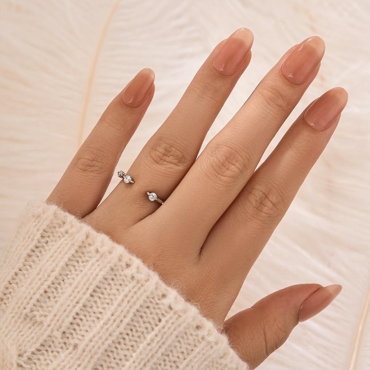 Classic Round Cut Open Wedding Band In Sterling Silver For Women