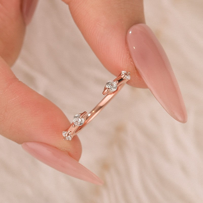 Classic Round Cut Open Wedding Band In Sterling Silver For Women - louilyjewelry