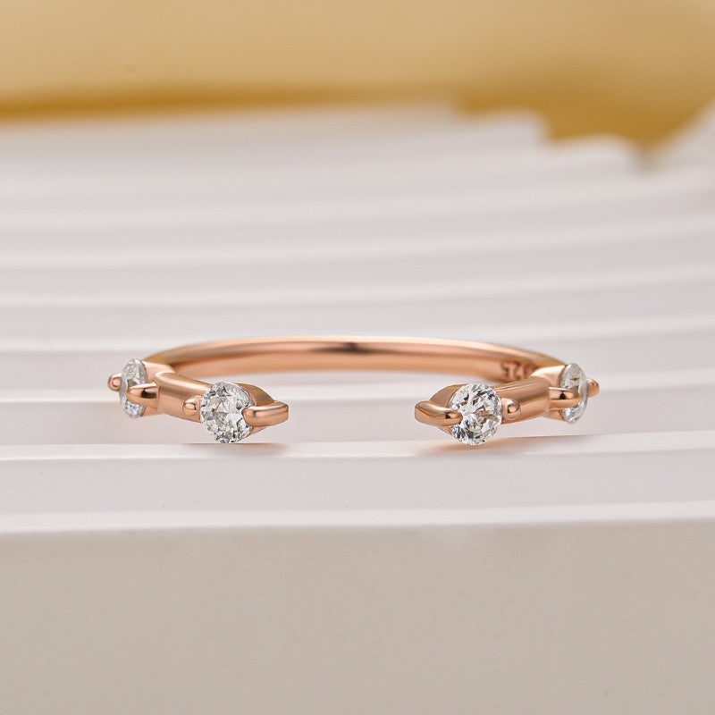 Classic Round Cut Open Wedding Band In Sterling Silver For Women - louilyjewelry