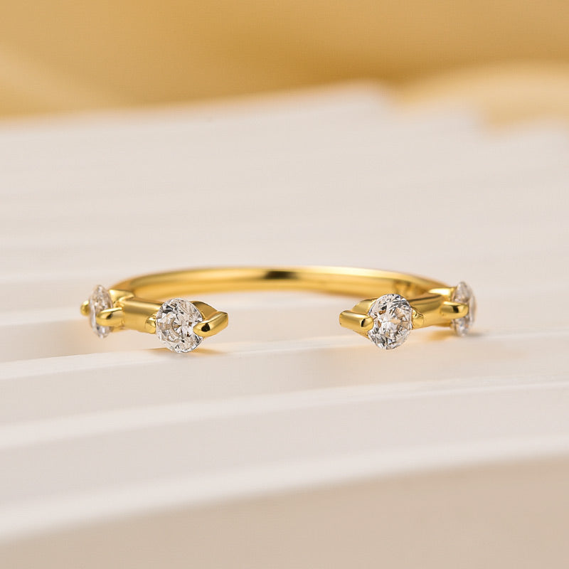 Classic Round Cut Open Wedding Band In Sterling Silver For Women