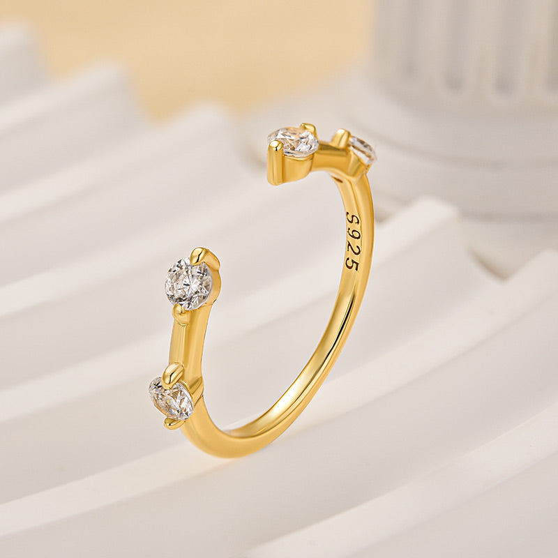 Classic Round Cut Open Wedding Band In Sterling Silver For Women