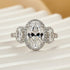 2.5Ct Halo Oval Cut Three Stone Engagement Ring Travel Ring In Sterling Silver - louilyjewelry