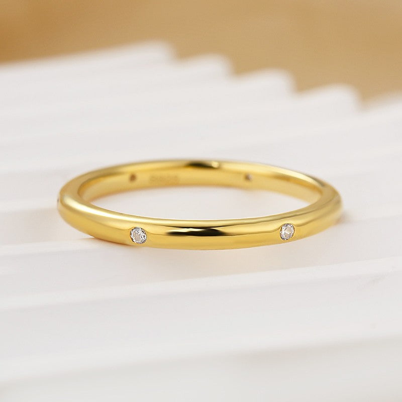 Classic 925 Sterling SIlver Wedding Band With Round Cut Stone - louilyjewelry