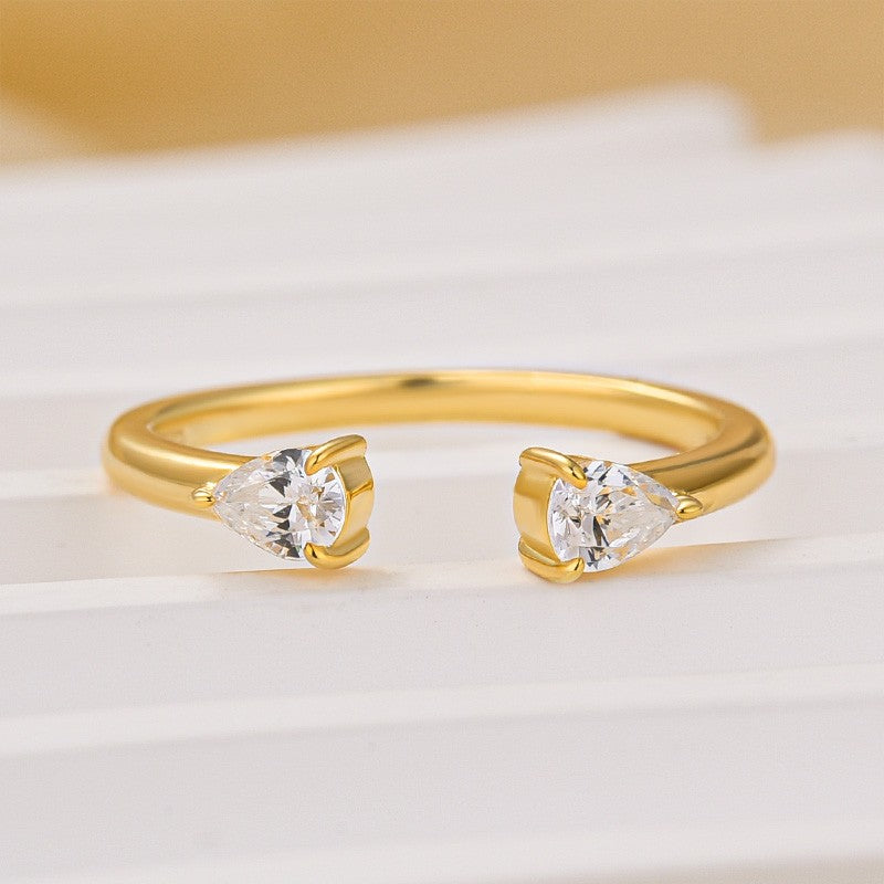 0.5Ct Pear Cut Insert Wedding Band In Sterling Silver - louilyjewelry