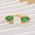 1.2Ct Green Stone Pear Cut Yellow Gold Open Wedding Band In Sterling Silver - louilyjewelry