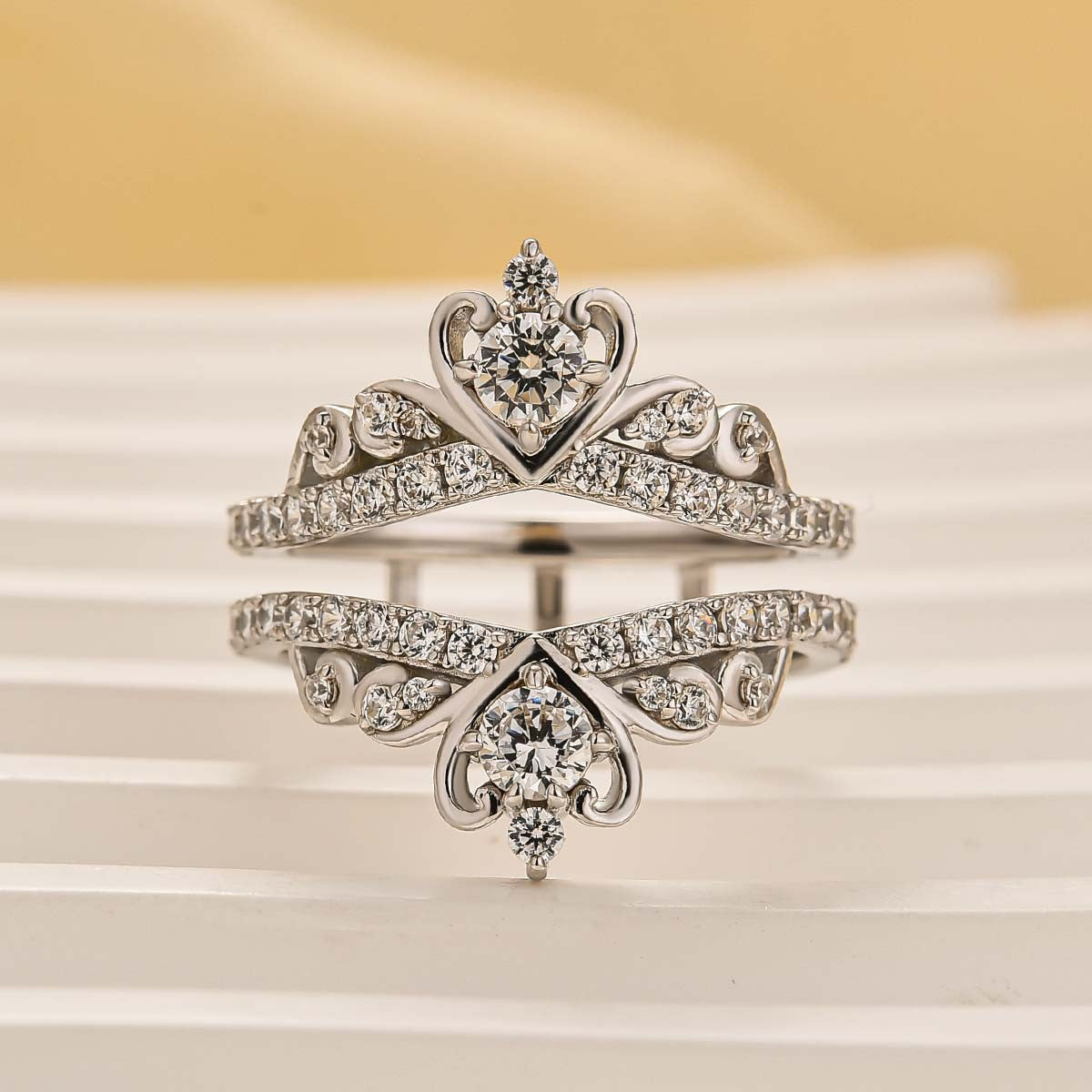 Crown Shaped Insert Wedding Band Engagament Ring Enhancer In Sterling Silver