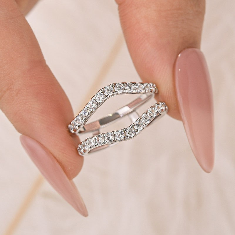 Vintage Insert Wedding Band Engagement Ring Enhancer In Sterling Silver