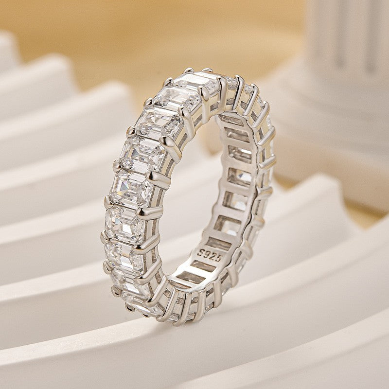 3.5Ct Emerald Cut Women's Wedding Band In Sterling Silver