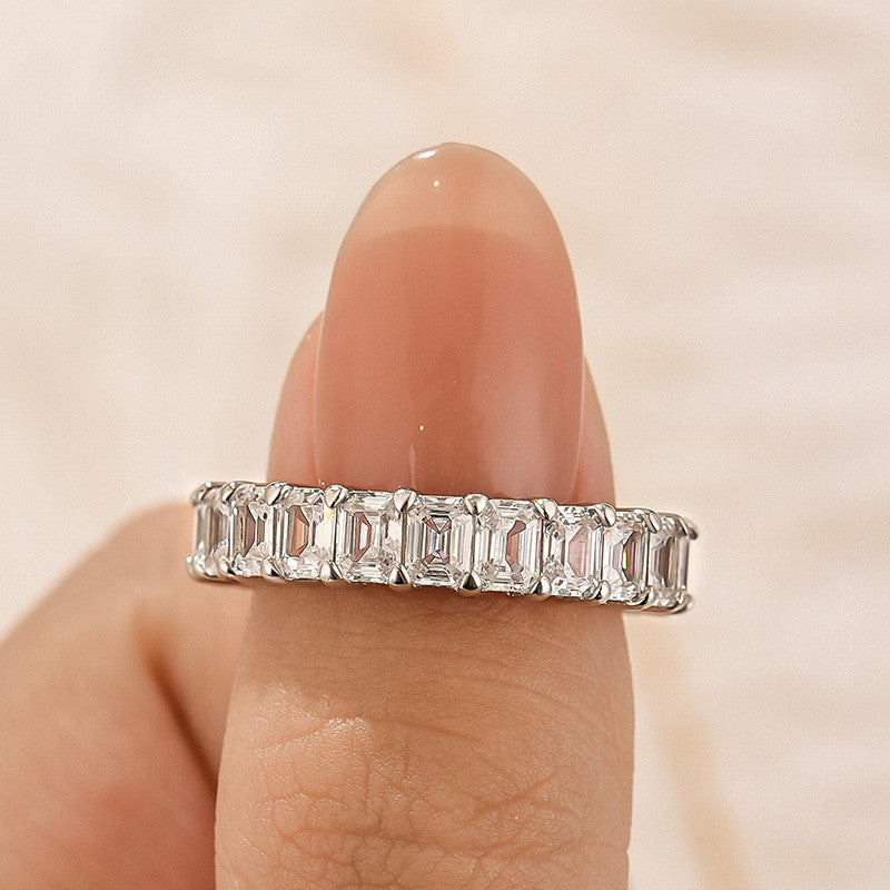 3.5Ct Emerald Cut Women's Wedding Band In Sterling Silver