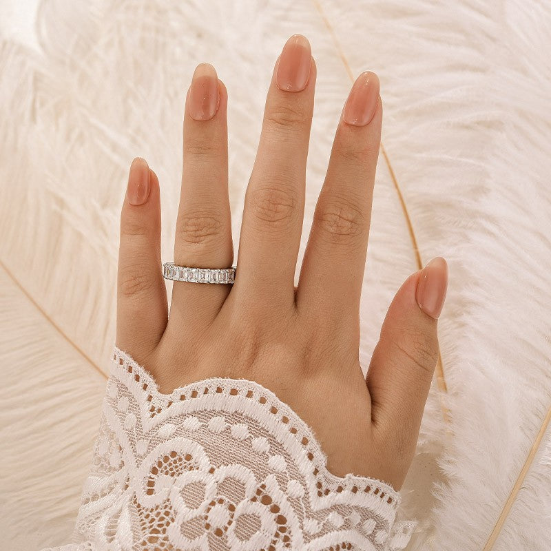 3.5Ct Emerald Cut Women's Wedding Band In Sterling Silver