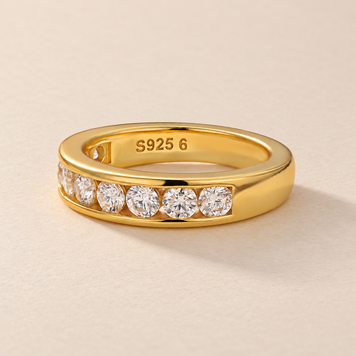 Moissanite Channel Setting 0.9Ct Round Cut Half Eternity Band In Sterling Silver