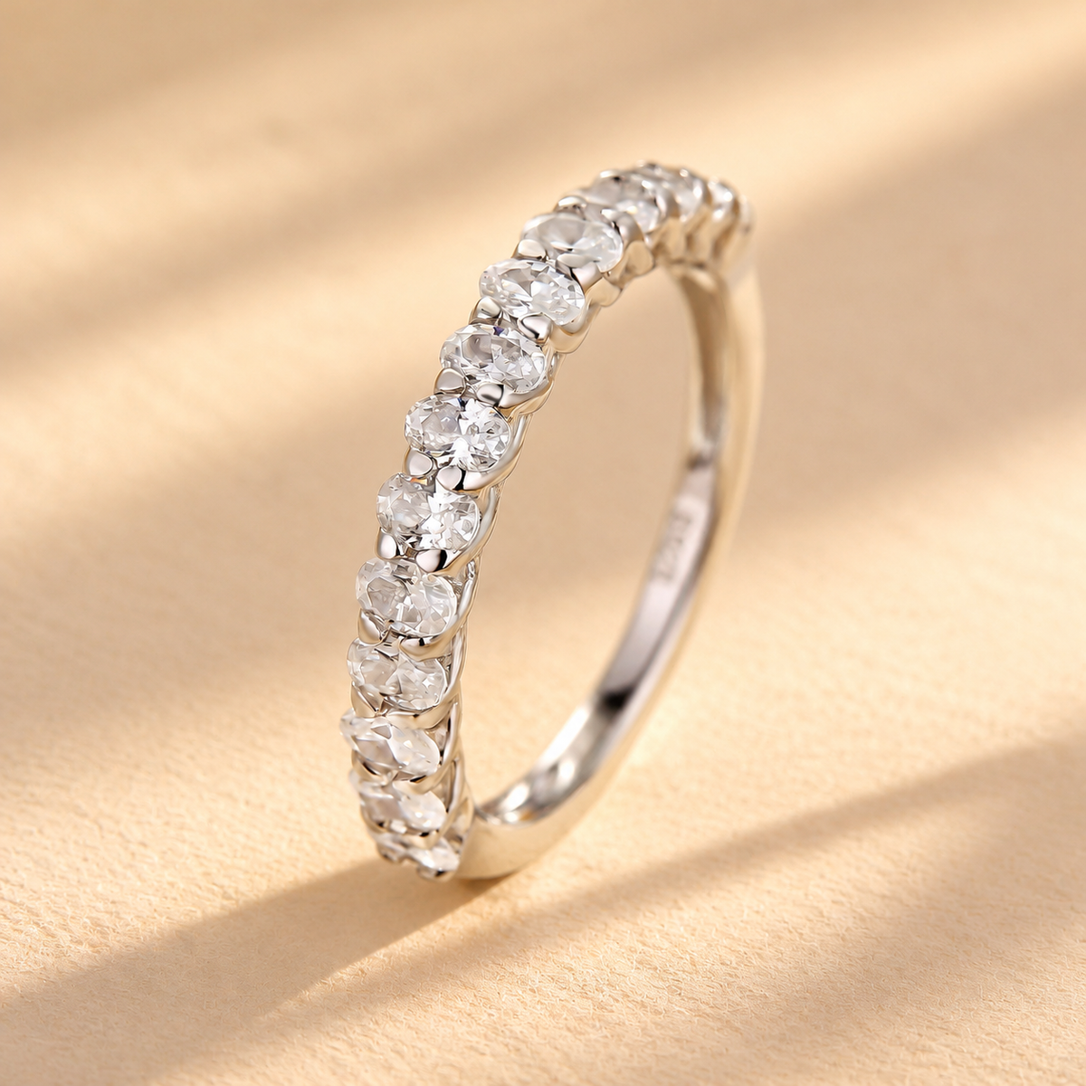 Half Eternity 1.0Ct Oval Cut Stackable Wedding Band