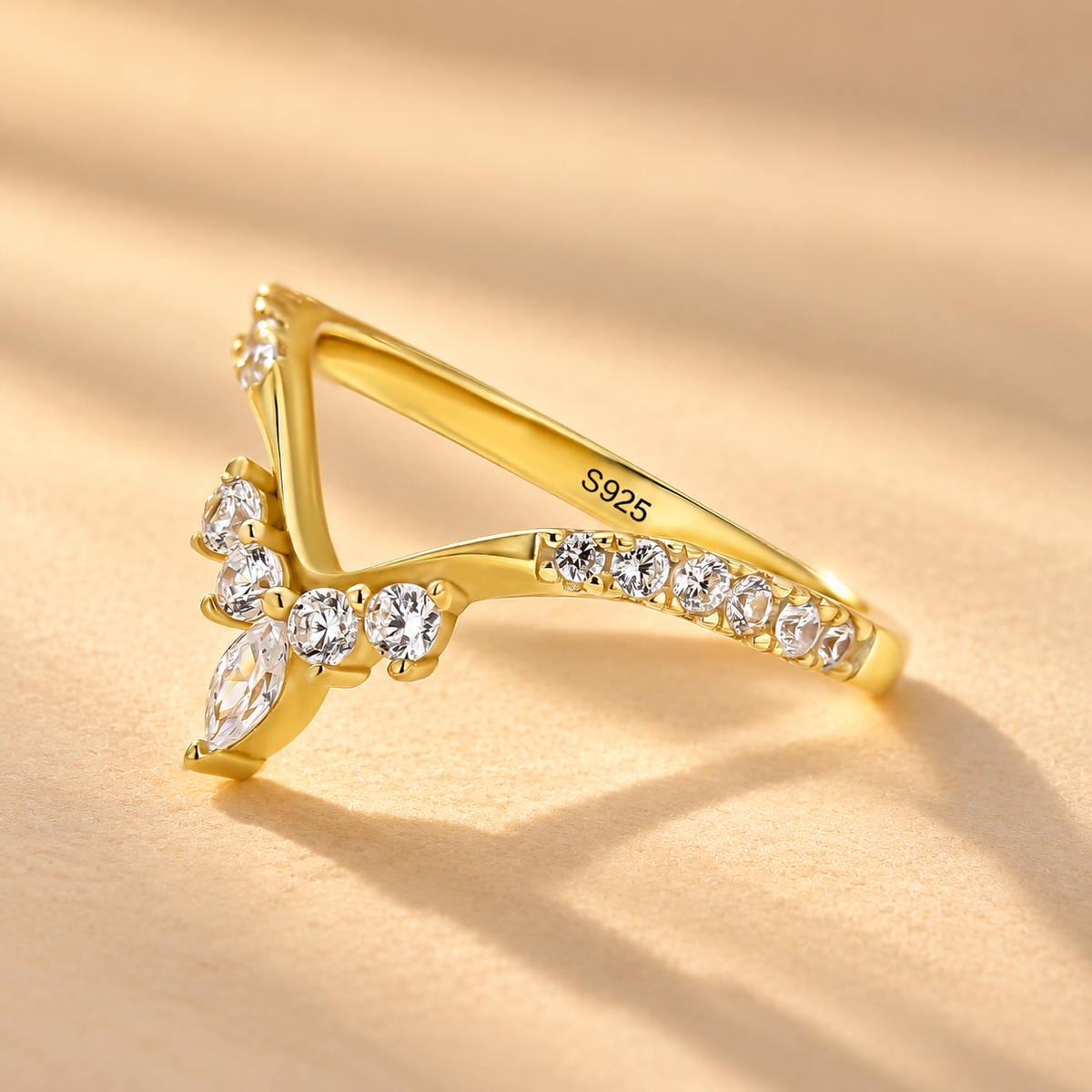 Vintage Marquise Cut V-Shaped Stackable Wedding Band