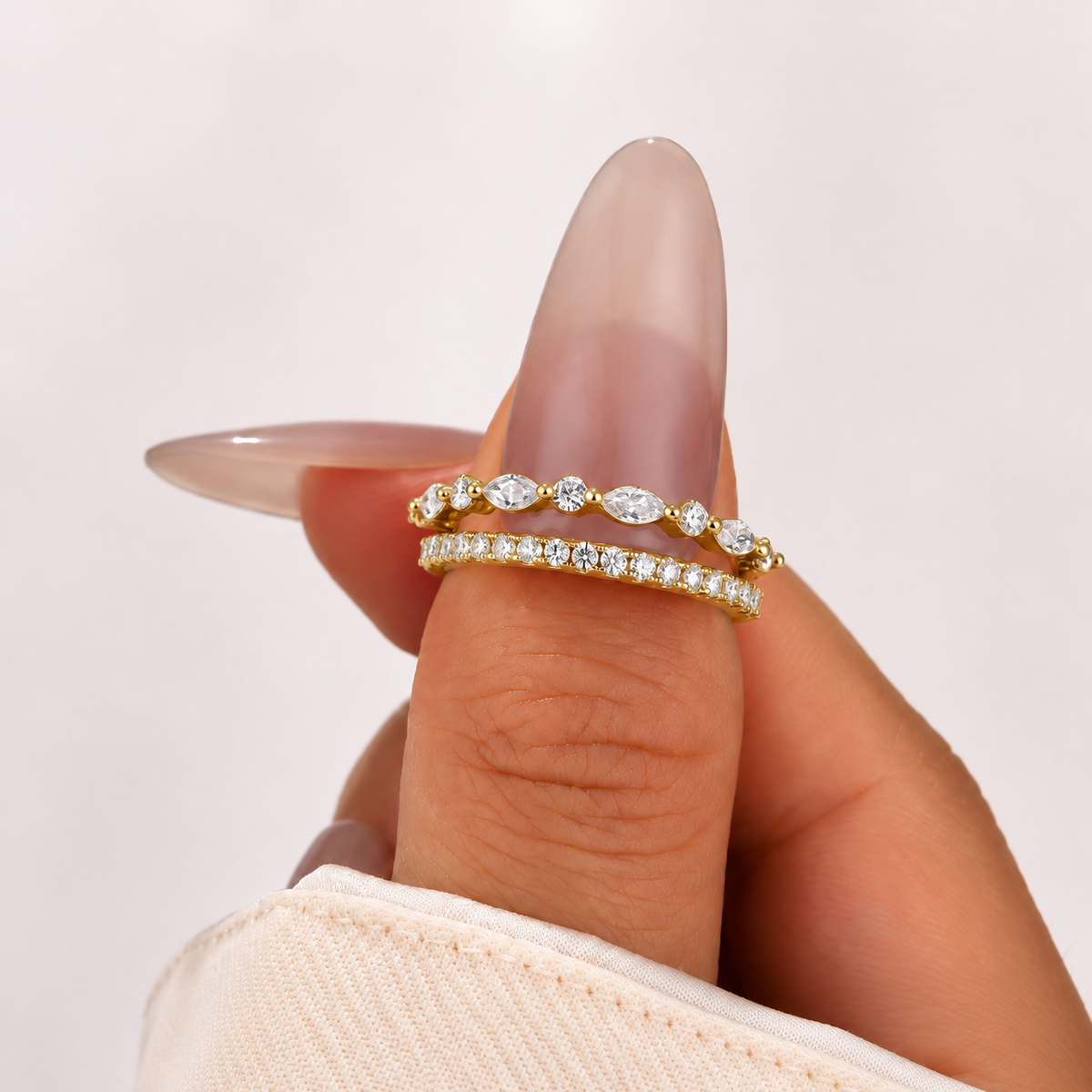 Eternity Stackable Round Cut & Marquise Cut Wedding Band Set