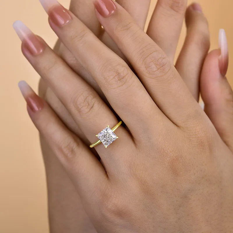 Louily Square Princess Cut Engagement Ring for Women In Sterling Silver - louilyjewelry