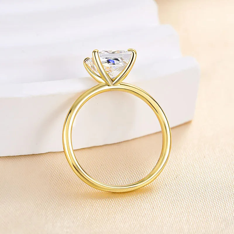 Louily Square Princess Cut Engagement Ring for Women In Sterling Silver - louilyjewelry