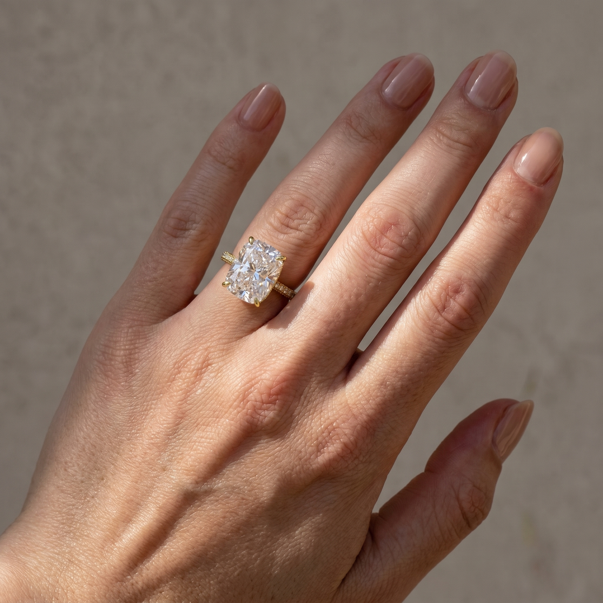 Louily Luxurious Elongated Cushion Cut Engagement Ring For Women In Sterling Silver
