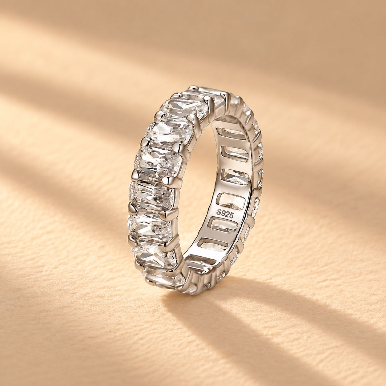 7.5Ct Cushion Cut Eternity Wedding Band In Sterling Silver