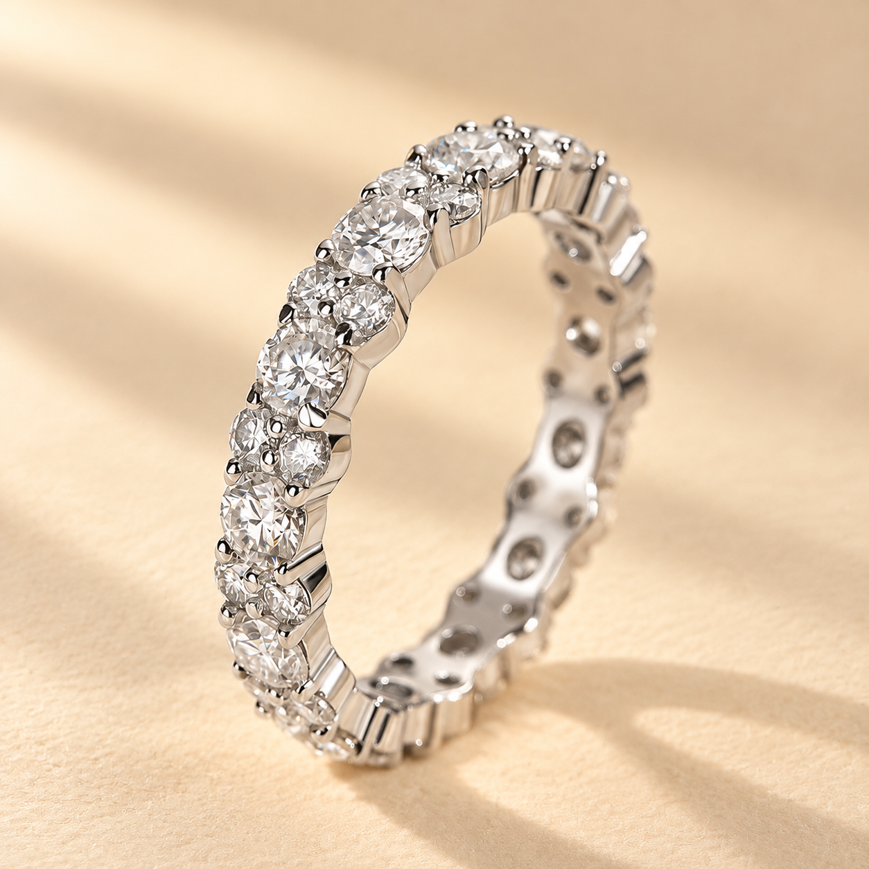 Louily Elegant Round Cut Full Wedding Band In Sterling Silver