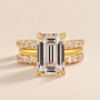 3PC 5.0Ct Emerald Cut Wedding Ring Set With Two Open Wedding Bands