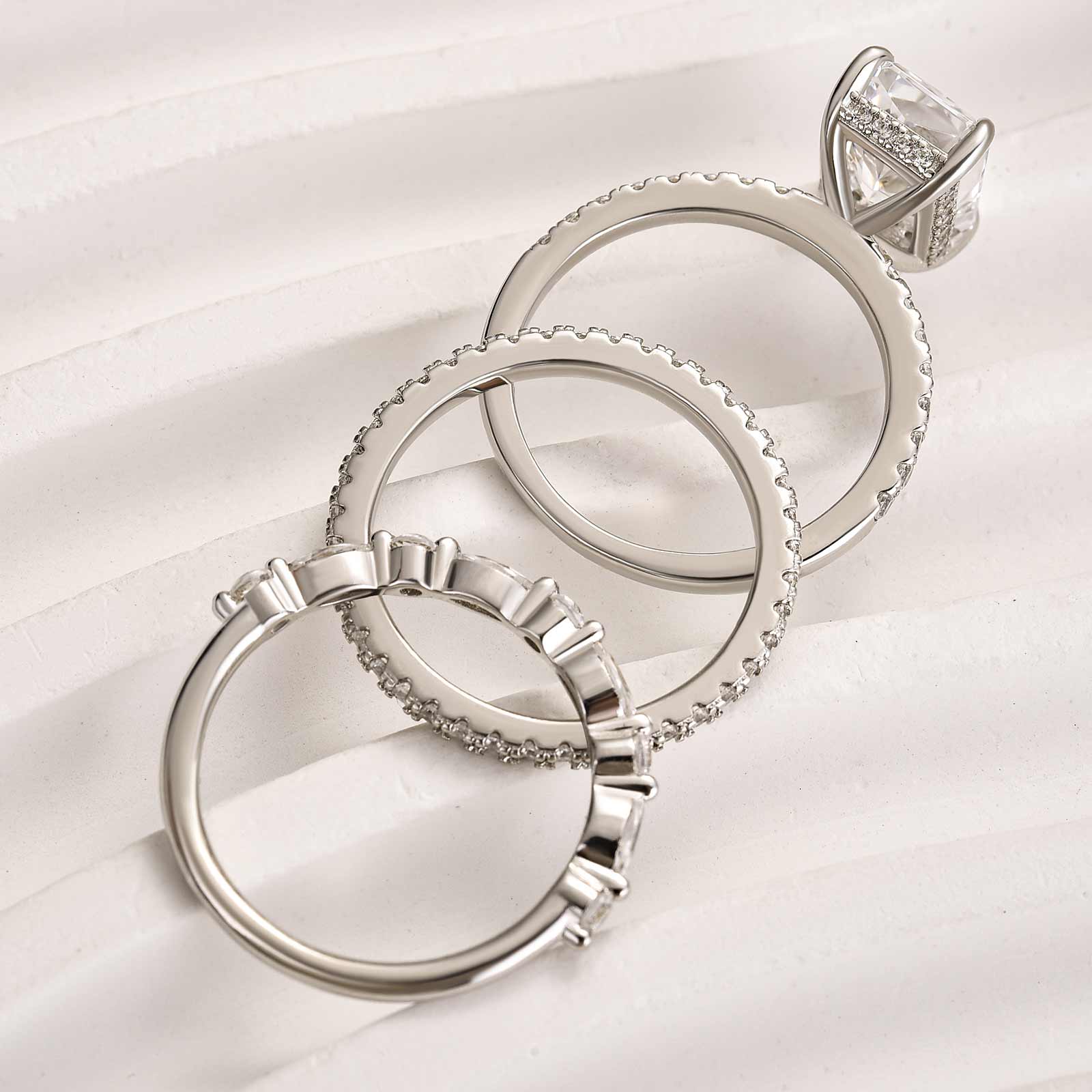 Louily Noble 3.5Ct Radiant Cut 3PC Wedding Ring Set - louilyjewelry