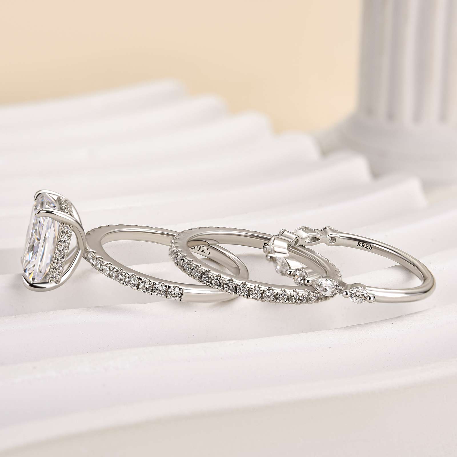 Louily Noble 3.5Ct Radiant Cut 3PC Wedding Ring Set - louilyjewelry