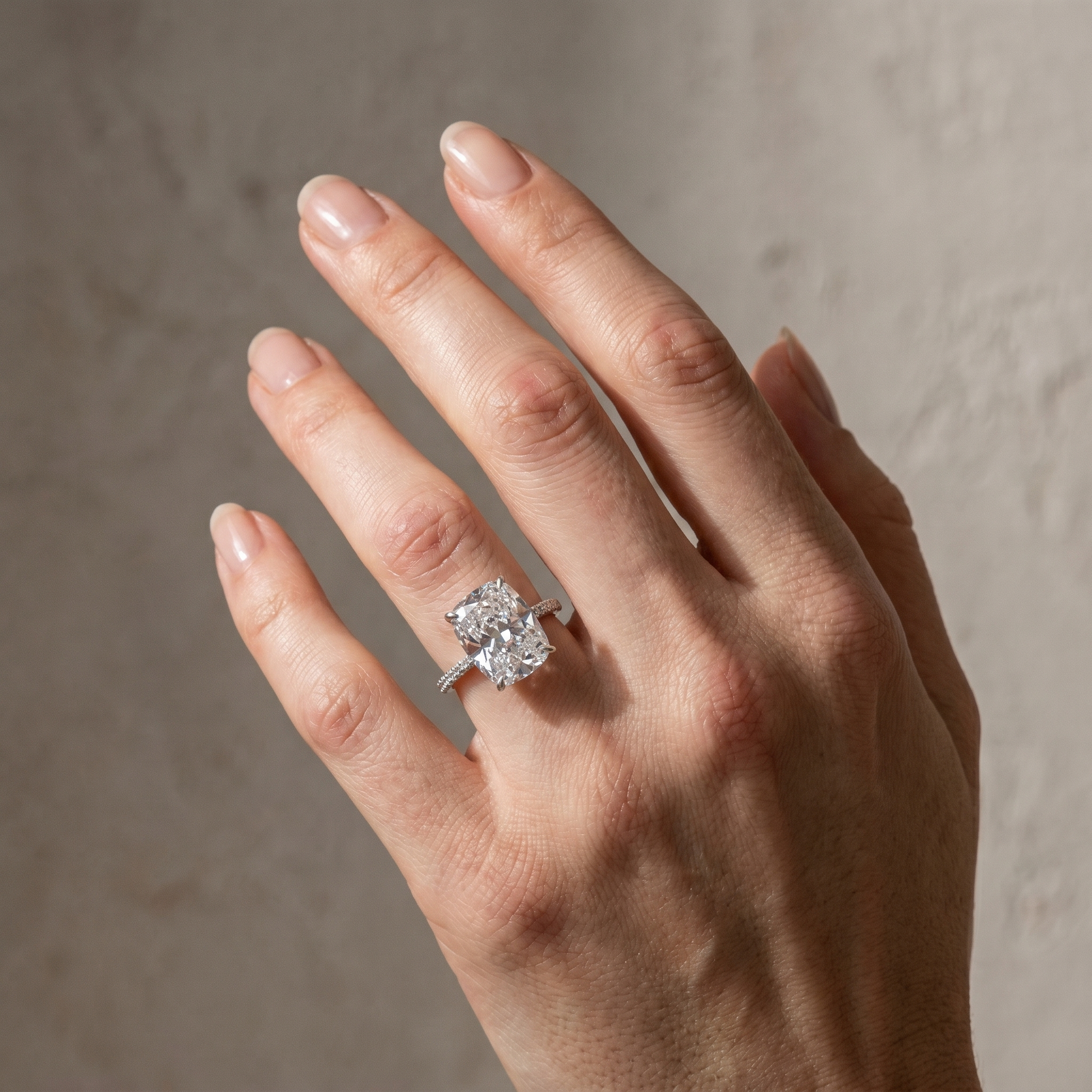 Louily Luxurious Elongated Cushion Cut Engagement Ring For Women In Sterling Silver
