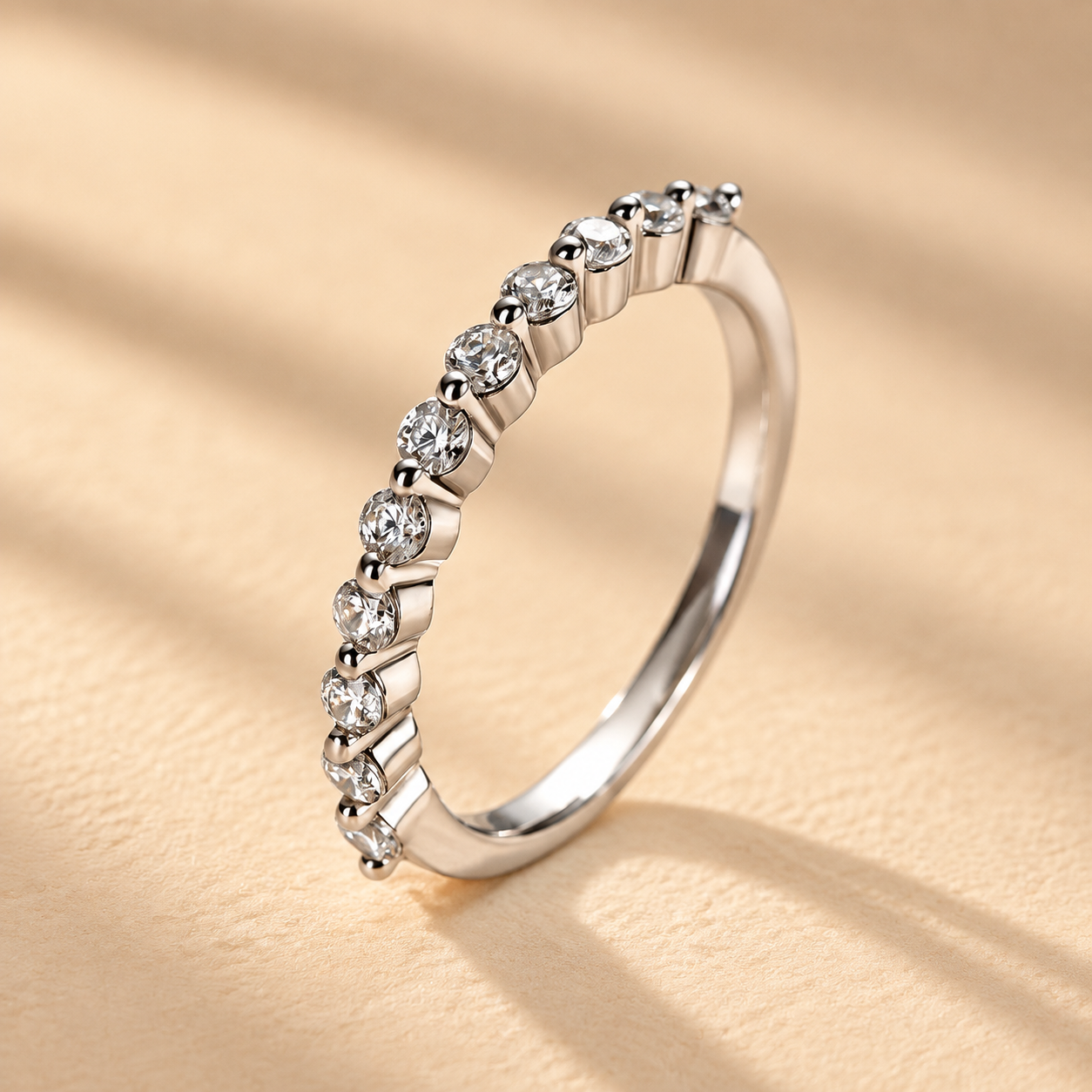 0.4Ct Classic Round Cut Half Eternity Thin Women's Wedding Band