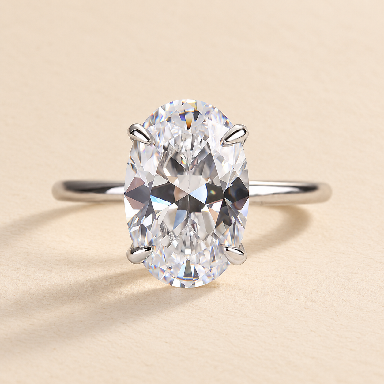 Louily Exclusive Oval Cut Engagement Ring In Sterling Silver