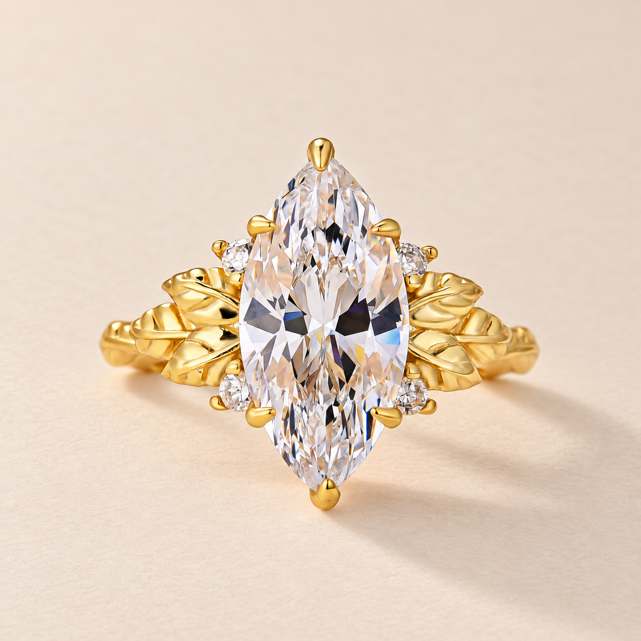 Vintage 4.0Ct Marquise Cut Nature-Inspired Leaf Ring