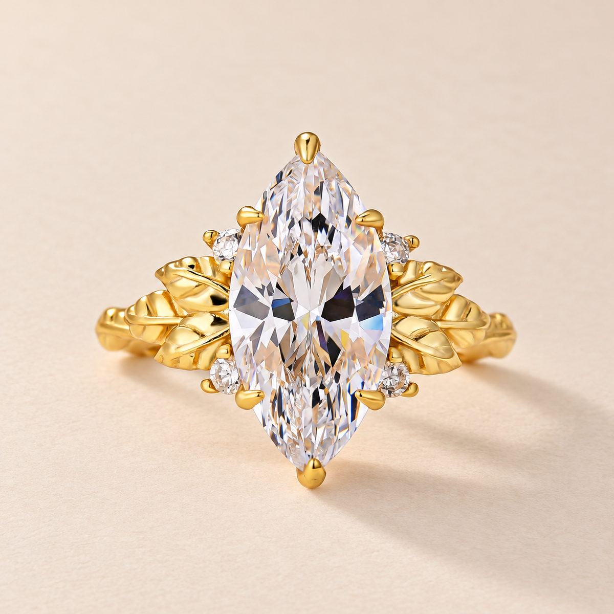 Vintage 4.0Ct Marquise Cut Nature-Inspired Leaf Ring