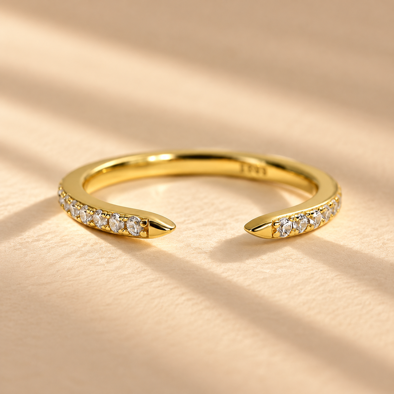 Louily Unique 18K Yellow Gold-Plated Open Wedding Band In Sterling Silver