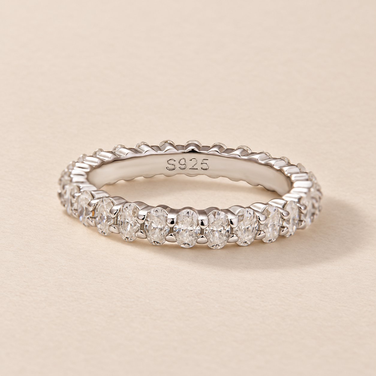 Moissanite 3.0Ct Oval Cut Stackable Ring Full Eternity Wedding Band