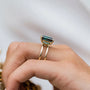 Louily Unique Design Yellow Gold Emerald Cut Engagement Ring In Sterling Silver - louilyjewelry