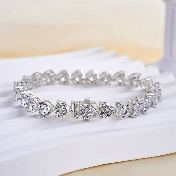 Louily Stunning Heart Cut Bracelet for Women In White Gold